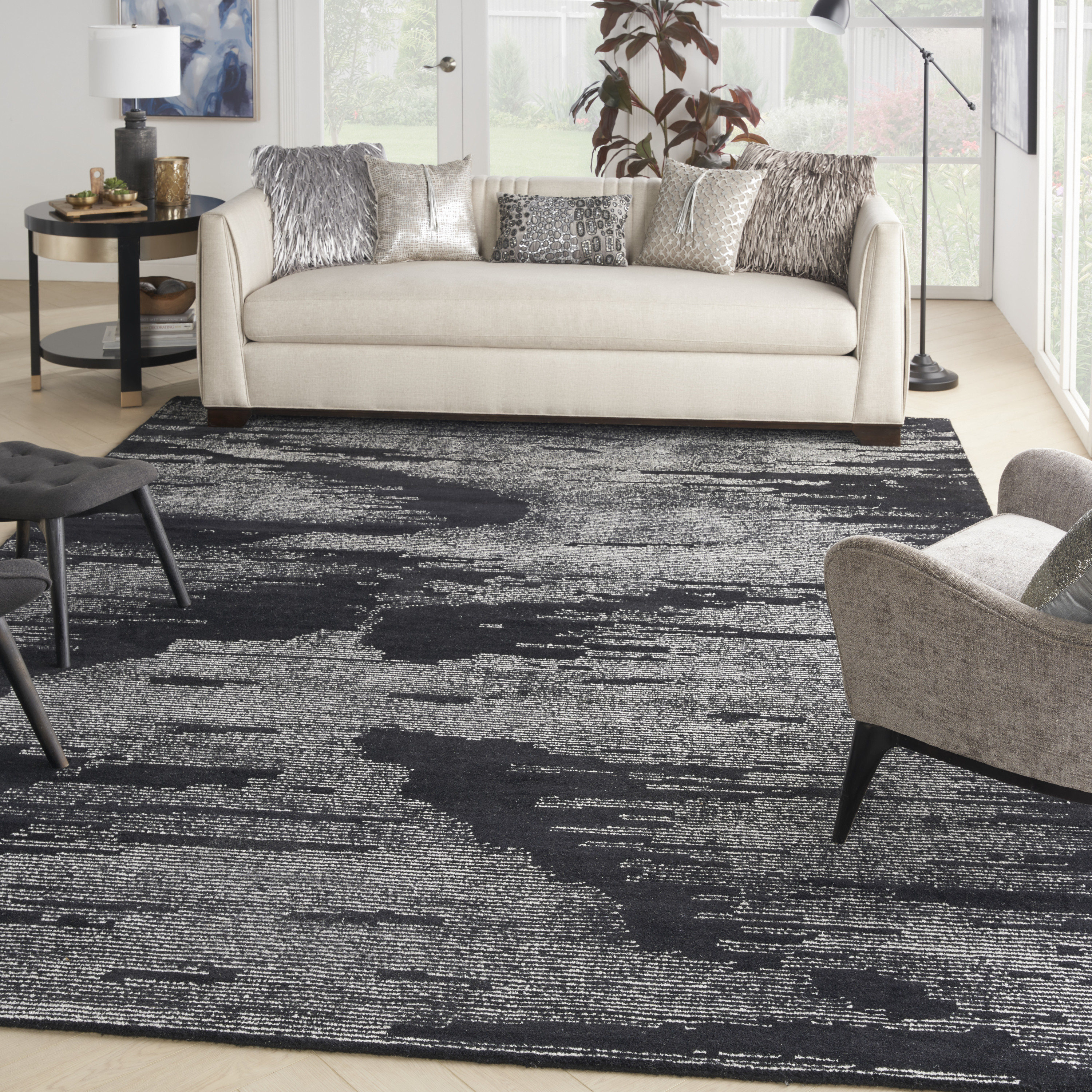 Michael Amini Ma30 Star 8'6" x 11'6" Black Ivory Modern Indoor Rug