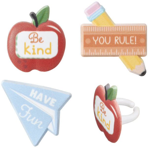 School Rules Icons Cupcake Rings