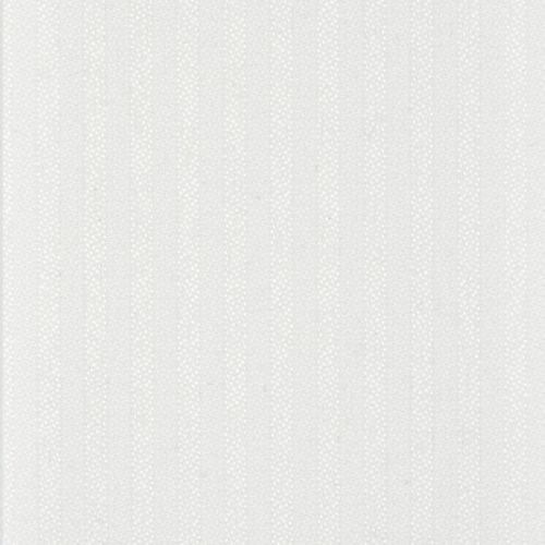 White textured wallpaper with subtle vertical ribbing and small dotted pattern; covering a wall, lying flat and unblemished; close-up view in soft, even diffuse lighting with no decor.