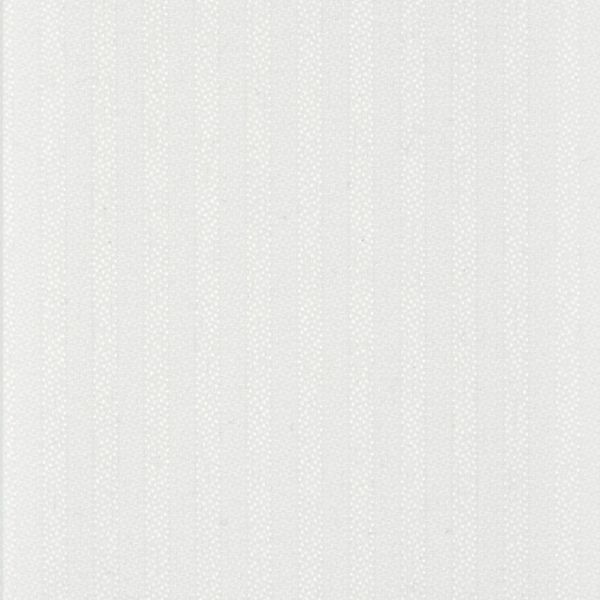 White textured wallpaper with subtle vertical ribbing and small dotted pattern; covering a wall, lying flat and unblemished; close-up view in soft, even diffuse lighting with no decor.
