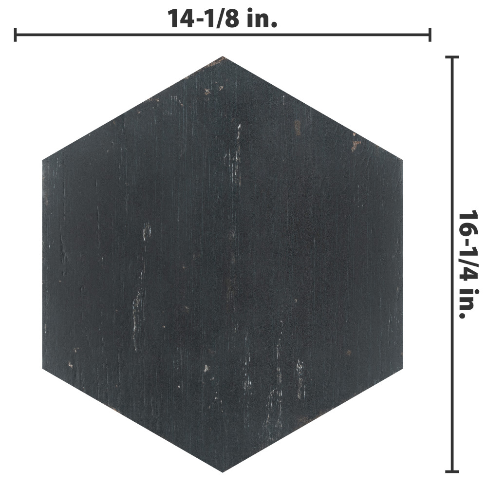 Retro Hex Nero 14-1/8 in. x 16-1/4 in. Porcelain Floor and Wall Tile