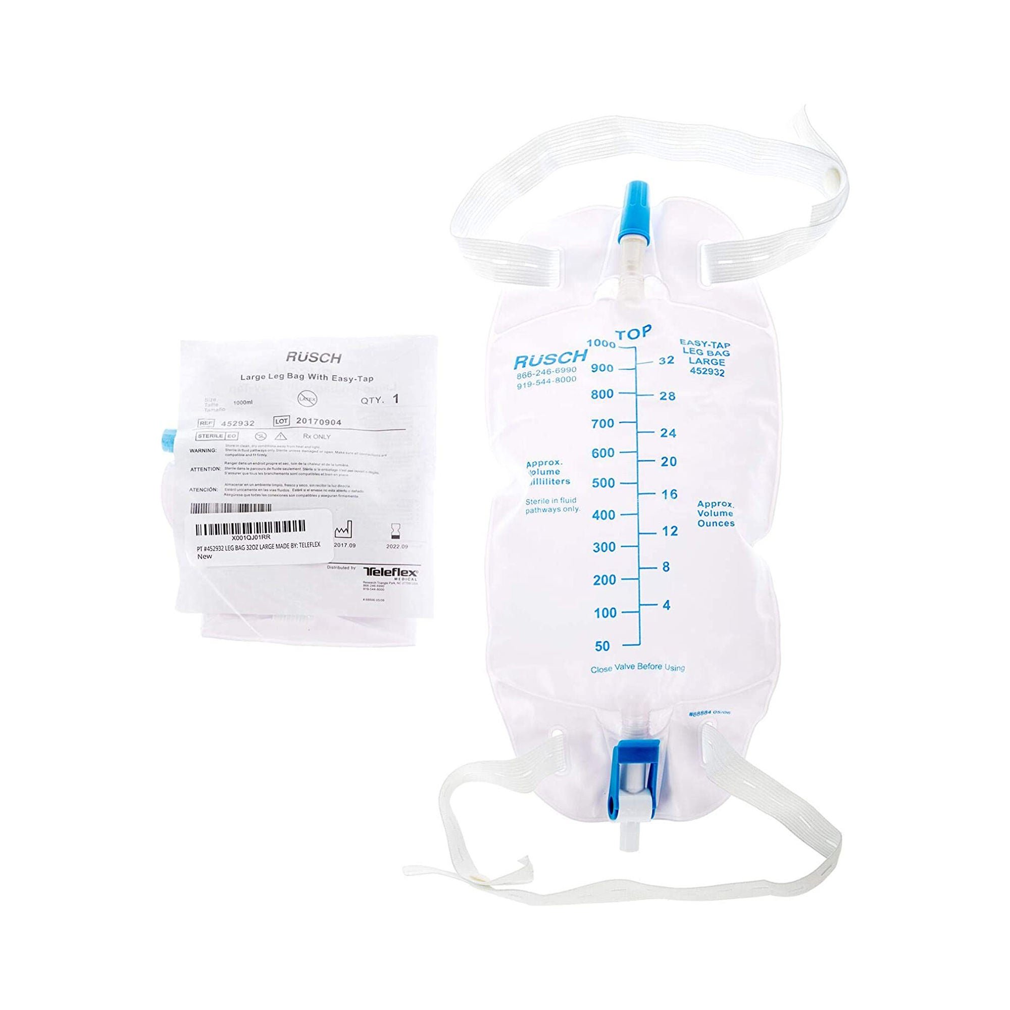 Easy Tap™ Urinary Leg Bag, 1000 mL