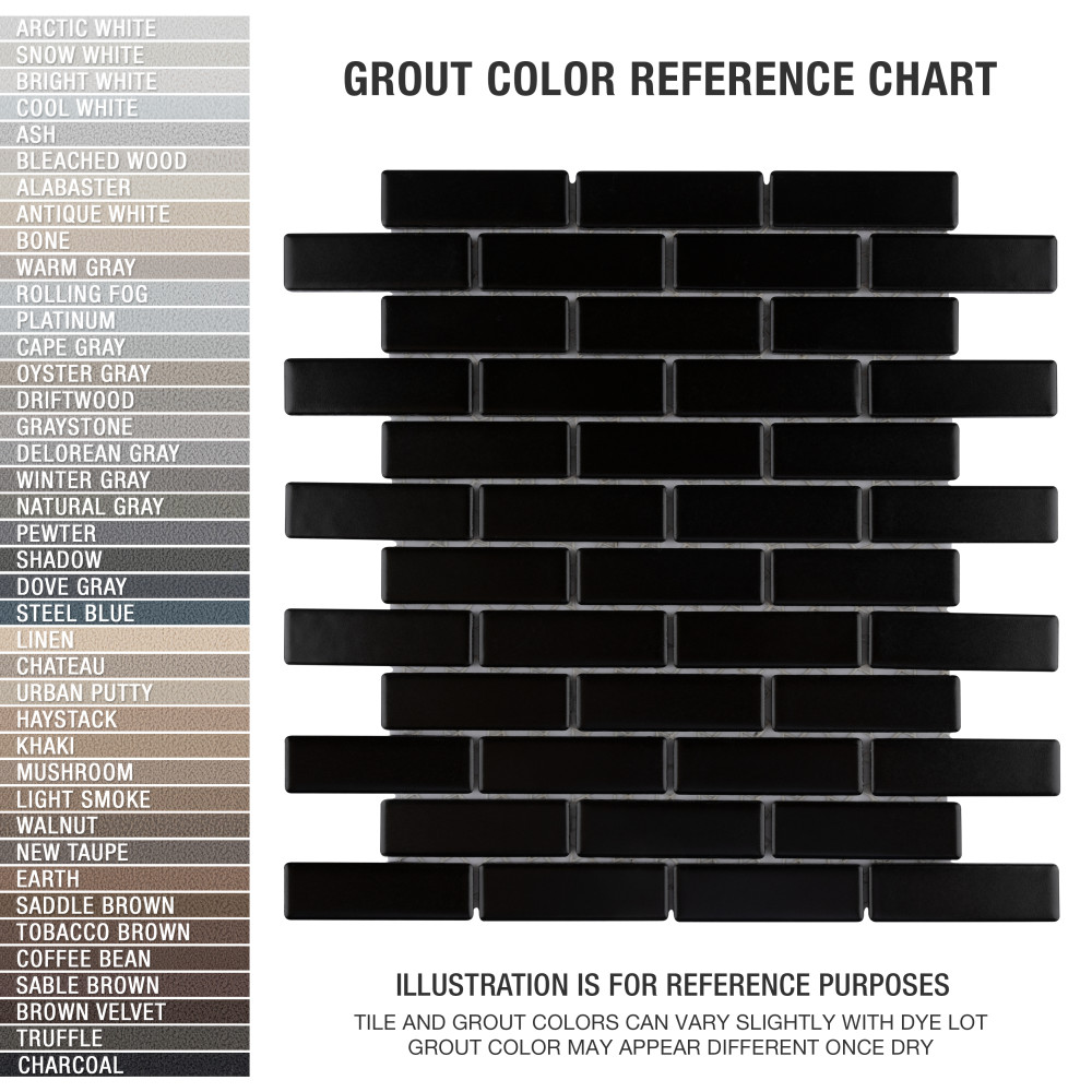 Metro Brick Subway Matte Black 11-1/2 in. x 11-3/4 in. Porcelain Mosaic Tile