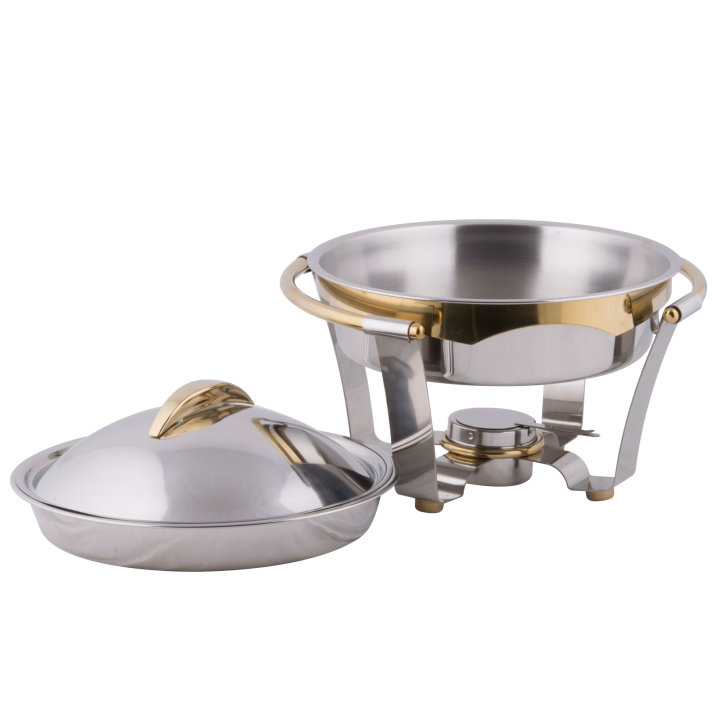 Large 6-quart Panacea™ round chafer with gold trim