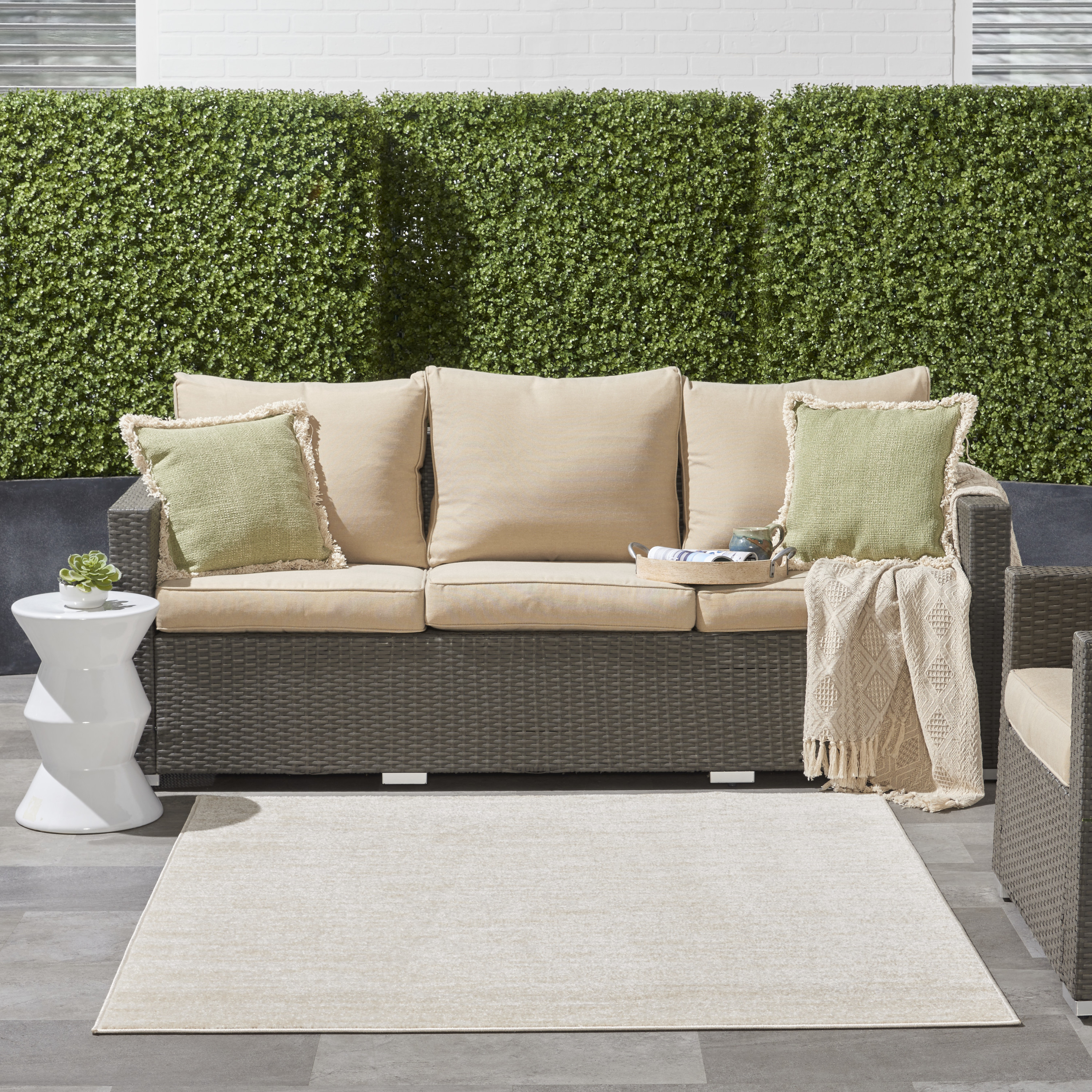 Nourison Nourison Essentials 5' x Square Ivory Beige Outdoor Rug