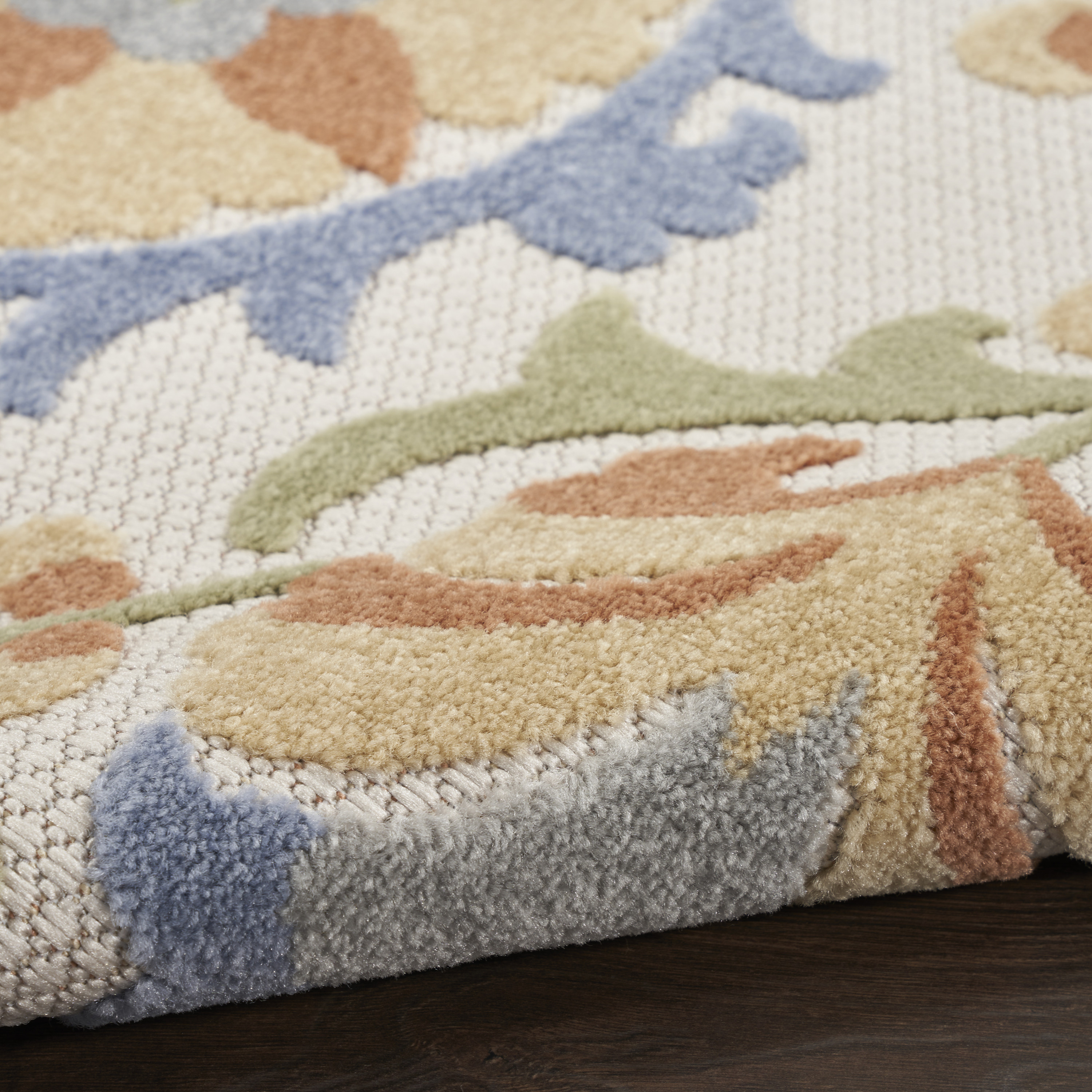 Nourison Aloha 2'8" x 4' Ivory Blue Outdoor Rug