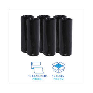 Boardwalk,  LLDPE Liner, 16 gal Capacity, 24 in Wide, 32 in High, 1 Mils Thick, Black