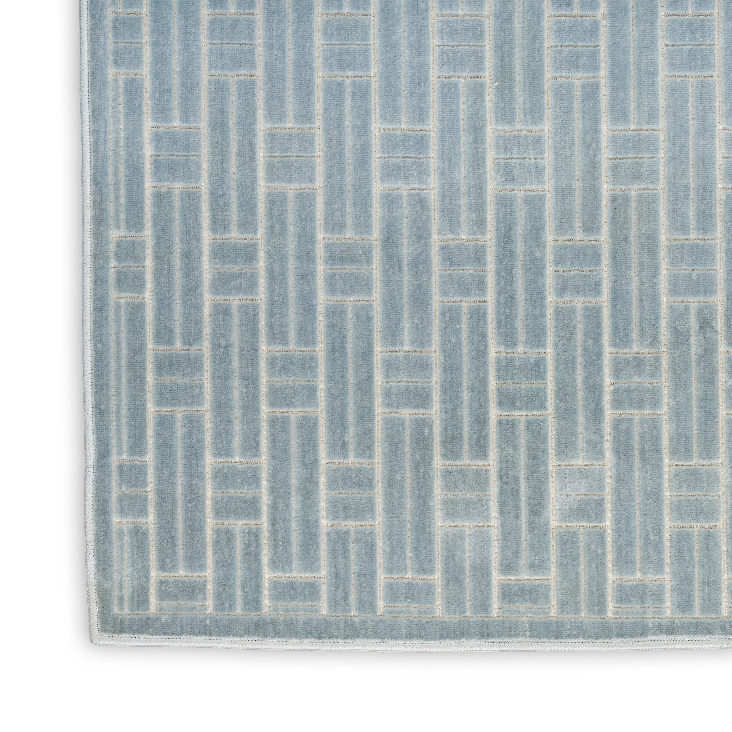 Nourison Washable Charm 6' x 9' Blue Ivory Modern Indoor Rug