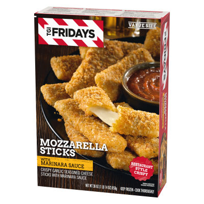 TGI Fridays Mozzarella Sticks Value Size with Marinara Sauce, 30 oz Box