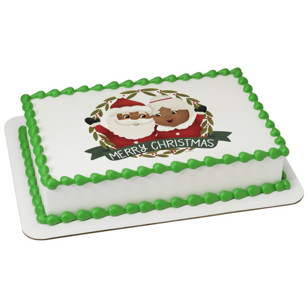 Jolly Mr. and Mrs. Claus PhotoCake® Edible Image®