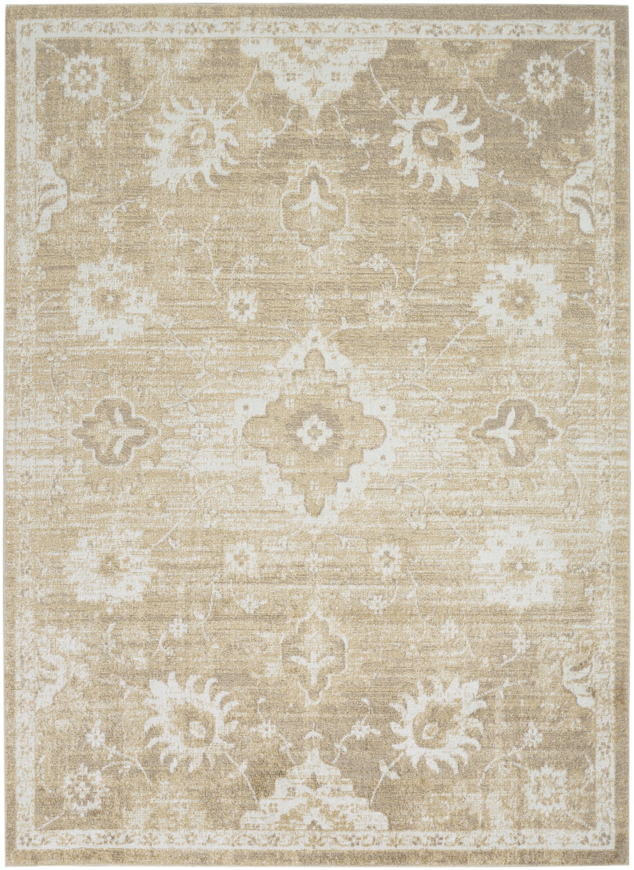 Nourison Astra Machine Washable 4' x 6' Ivory Gold Vintage Indoor Rug
