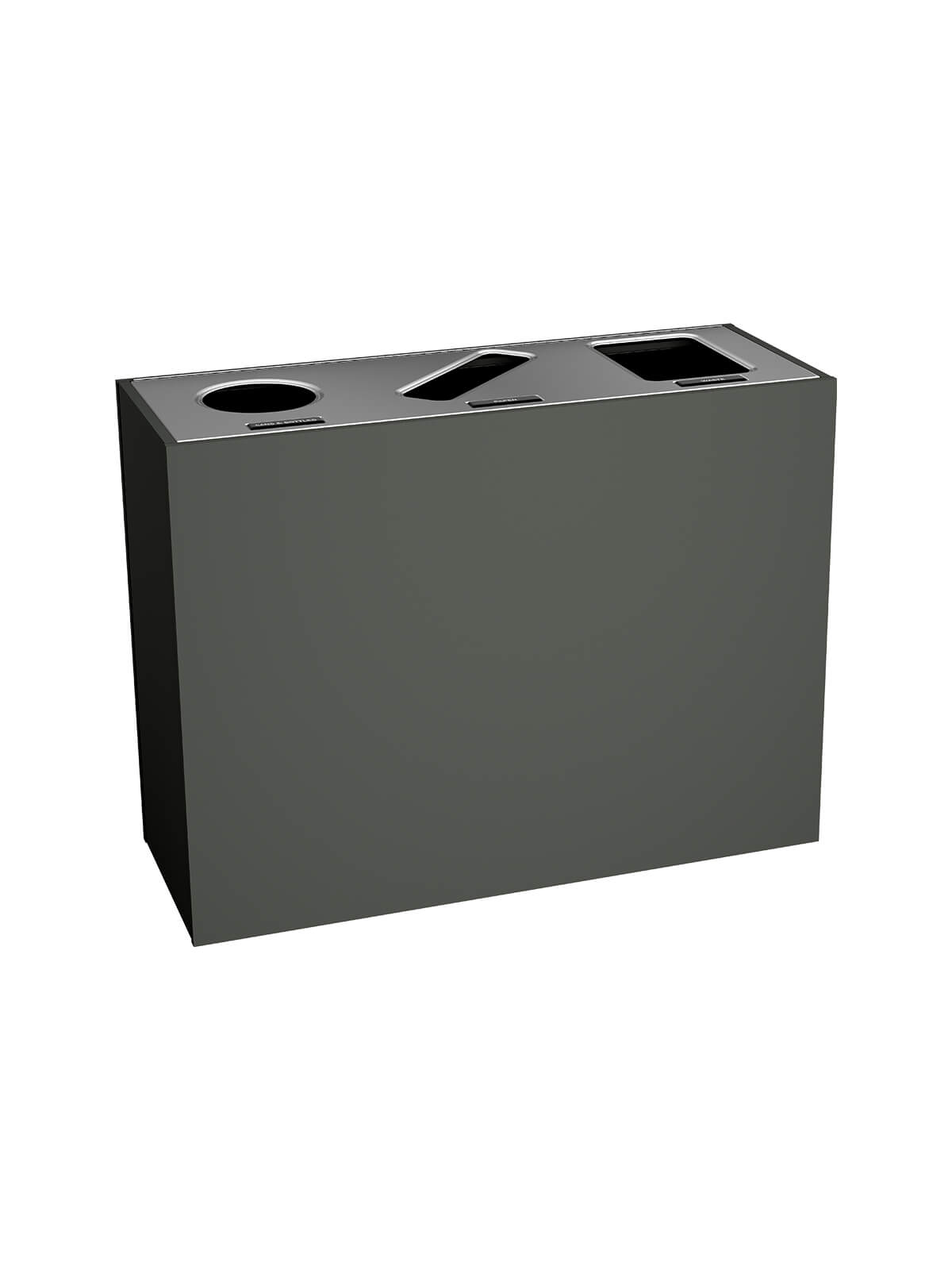 Busch Systems Aristata Series triple in slate with circle slot and full openings with lid labels