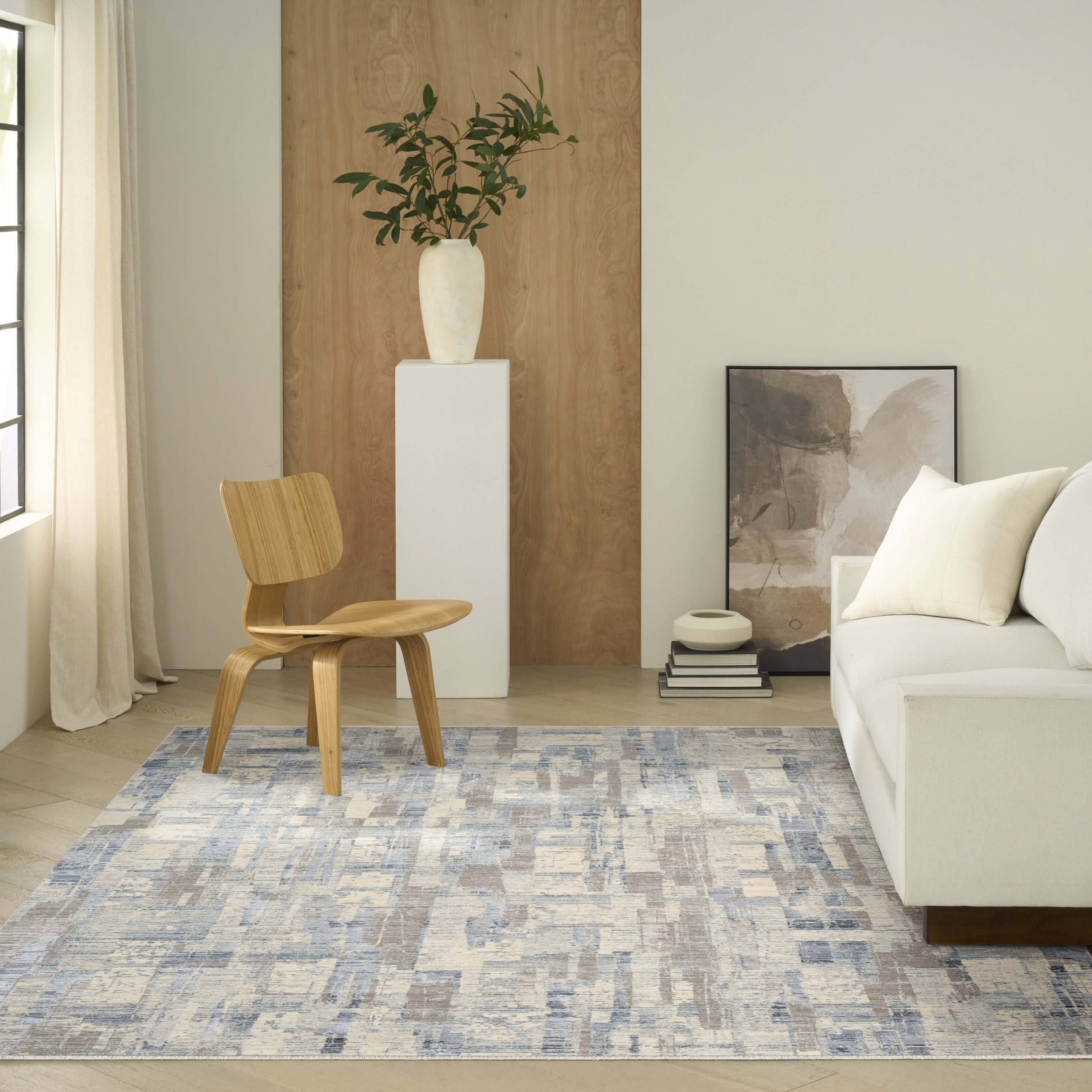 Calvin Klein CK089 Drift 7'10" x 10'2" Blue Beige Modern Indoor Rug