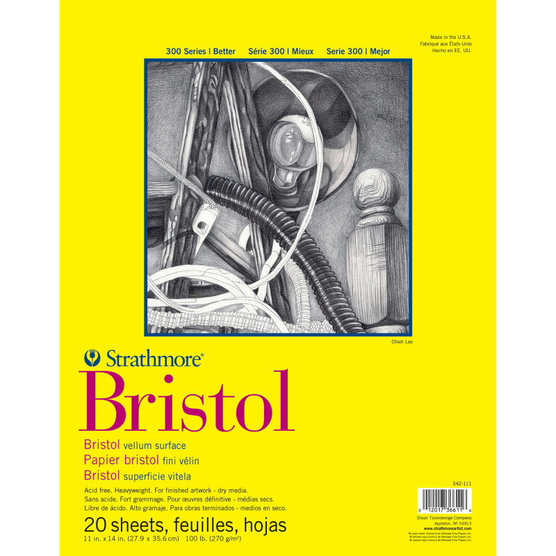 300 Series Bristol Pad, Vellum Finish, Tape Binding, 20 Sheet, 11x14 inch, 1 Count