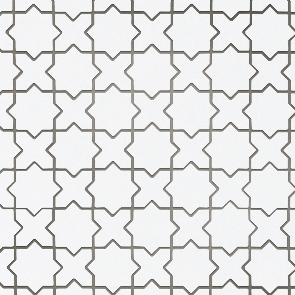 Sample – Metro 2″ Star Matte White with Matte White Cross Porcelain Mosaic Tile