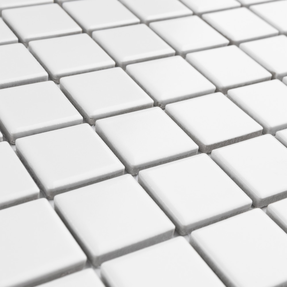 Sample – Metro 1″ Square Matte White Porcelain Mosaic Tile