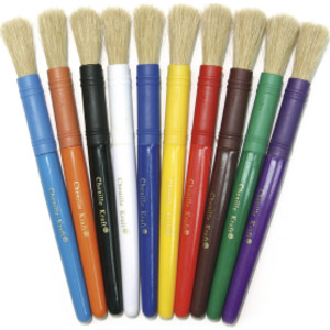 Beginner Paint Brushes, 10 Assorted Colors, 7" Long, 10 Brushes