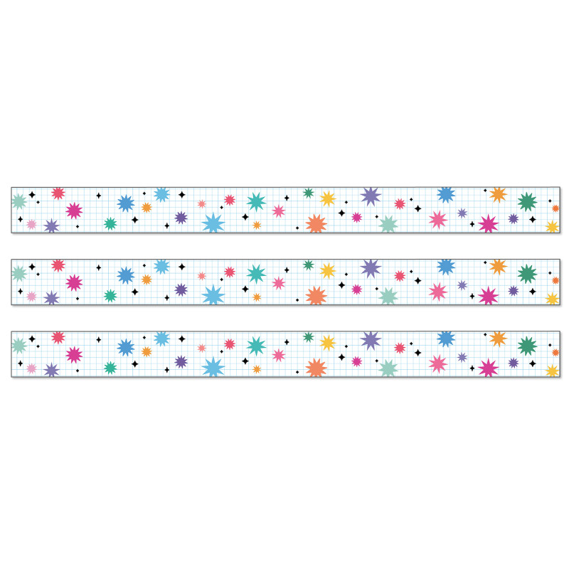 Happily Ever Elementary Retro Remix Bursts & Twinkles Straight Bulletin Board Borders, 36 Feet Per Pack, 3 Packs