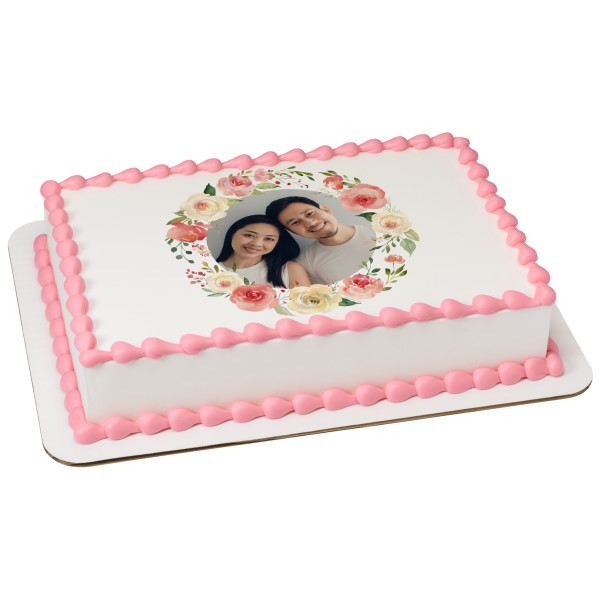 Floral Wreath PhotoCake® Edible Image® Frame