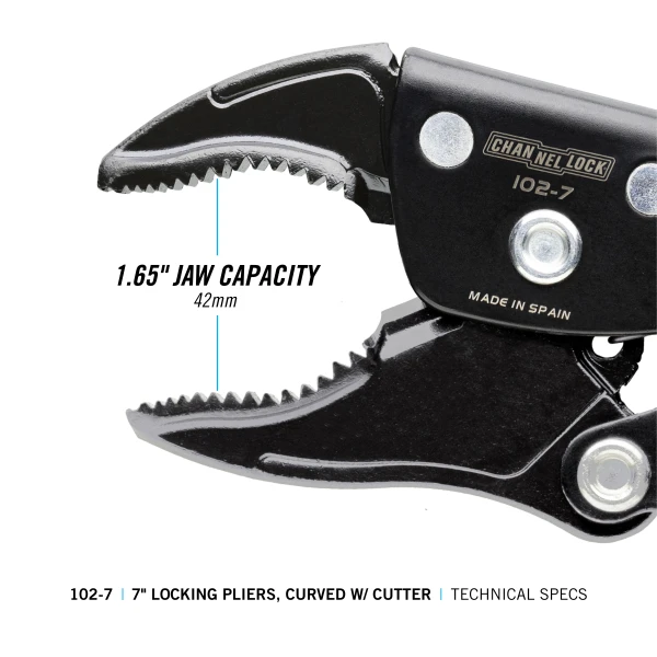 102-7 7-inch Curved Jaw Locking Pliers w/ Cutter