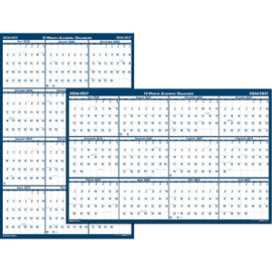 Laminated Wipe Off Wall Academic Calendar, Reversible, 18" x 24"