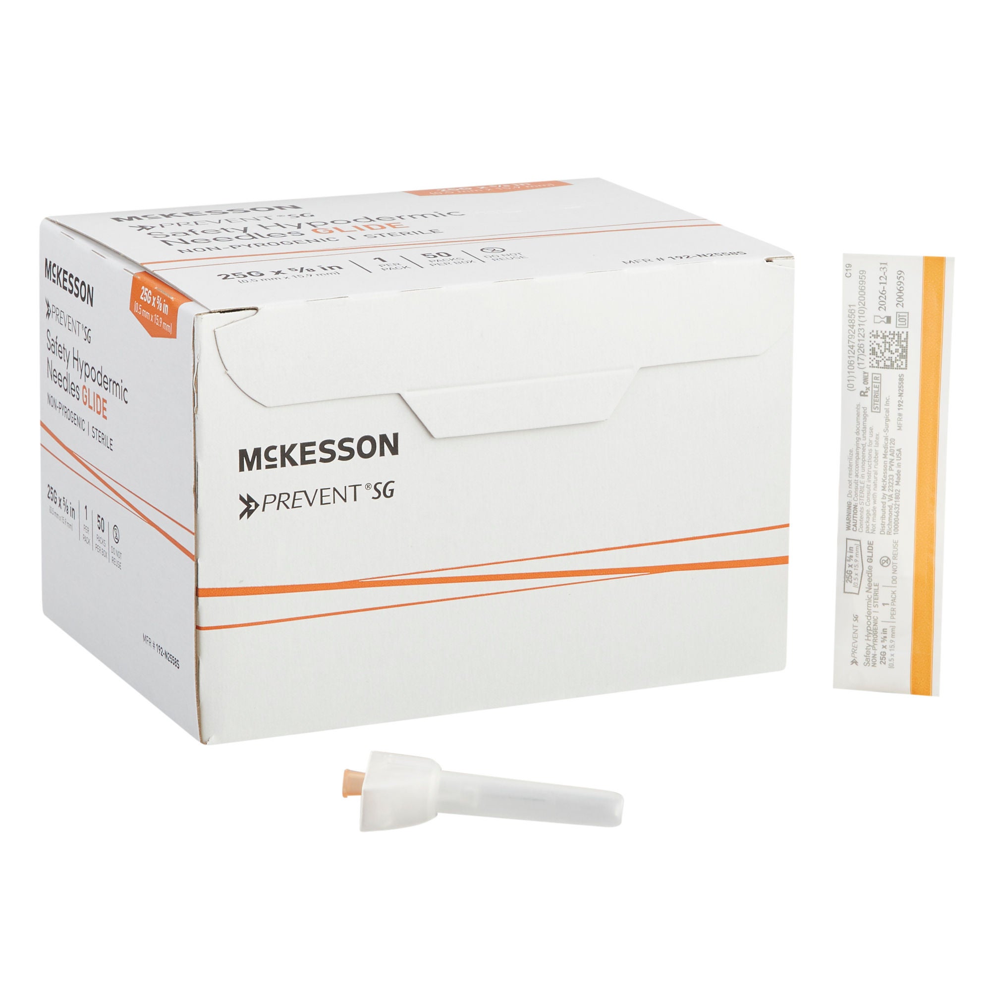 McKesson Brand NEEDLE, SFTY 192-N2558S PREVENT SG ORG 25GX5/8" (50/BX)