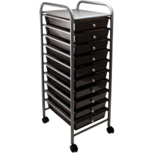 10-Drawer Rolling Cart, Smoke