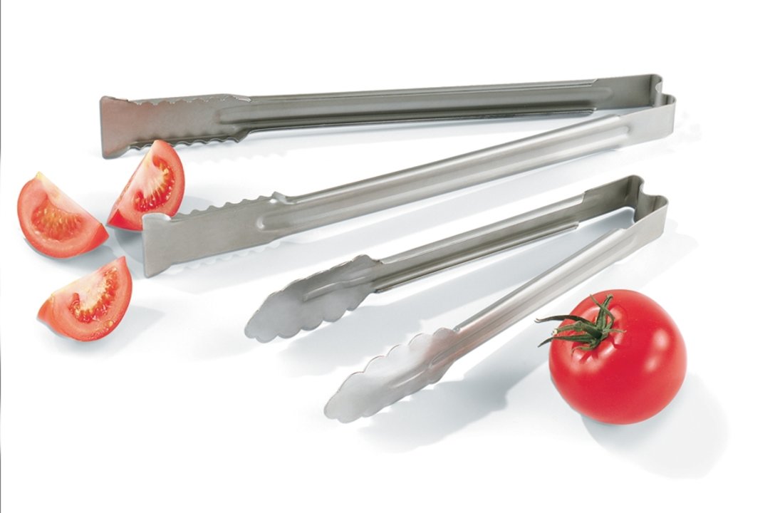 16-inch heavy-duty stainless steel one-piece scalloped tongs