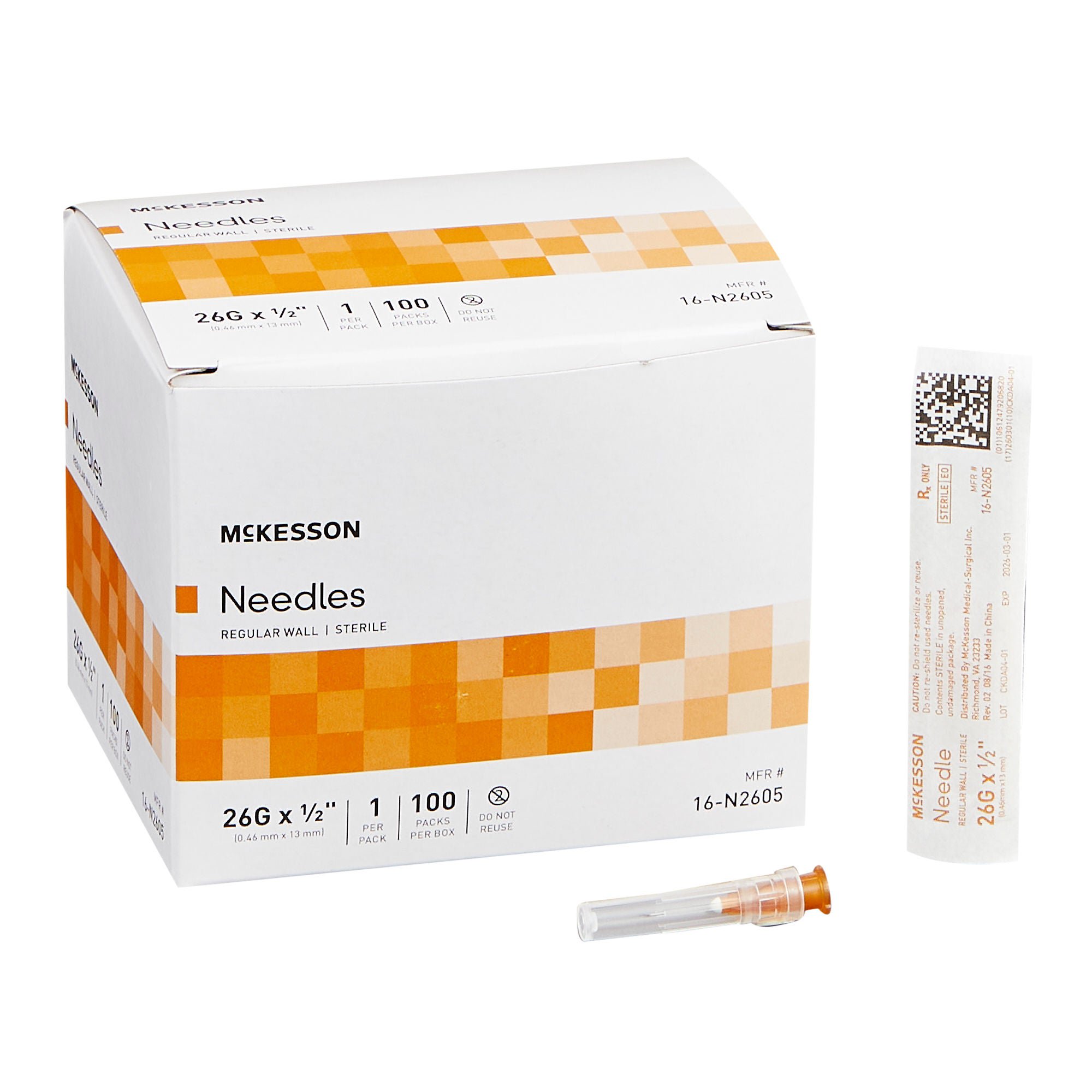 McKesson Hypodermic Needle, 26 Gauge, 1/2 Inch