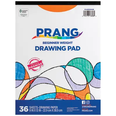 Prang (Formerly Art Street) Drawing Paper Pad, White, Beginner Weight,  9" x 12", 36 Sheets