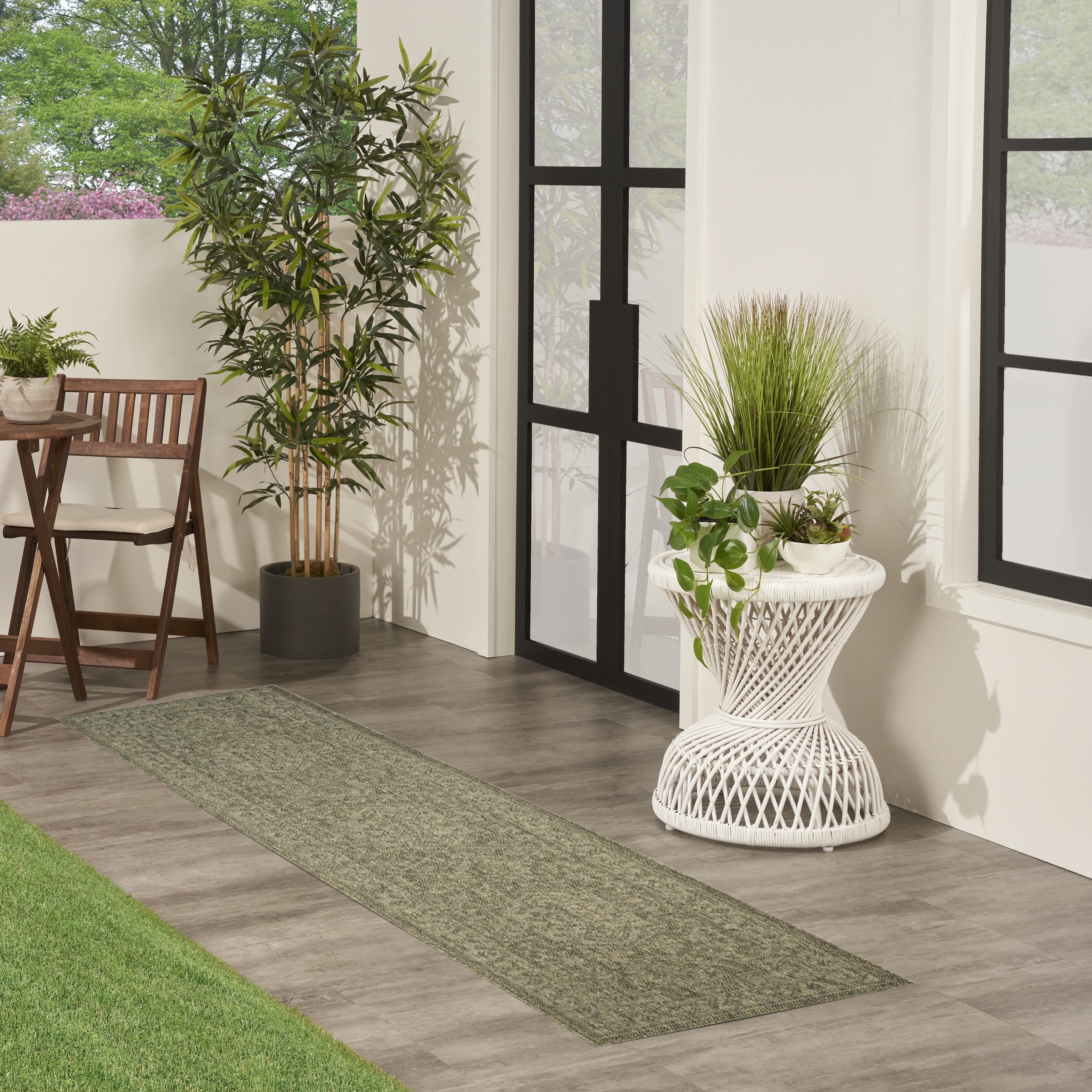 Nourison Tulum 2' x 6' Olive Outdoor Rug