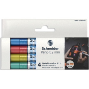 Paint-It 011 Metallic Markers, 2 mm Tip, Wallet, 4 Assorted Ink Colors (Set 2)