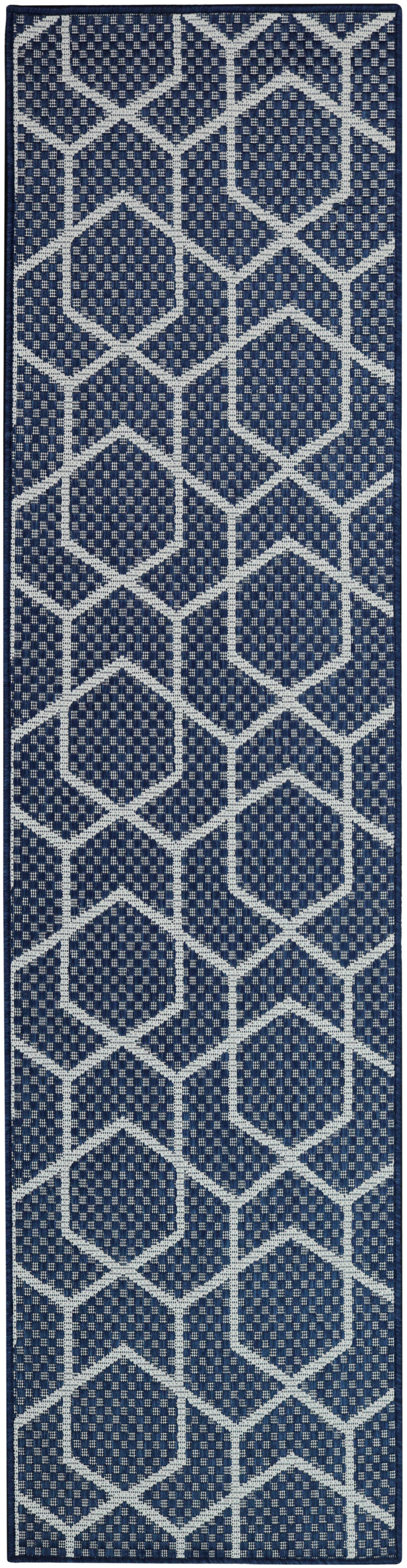 Nourison Horizon Indoor/Outdoor 2'2" x 8' Navy Modern Rug