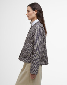 Check Monroe Quilted Jacket Navy/Sand Gingham