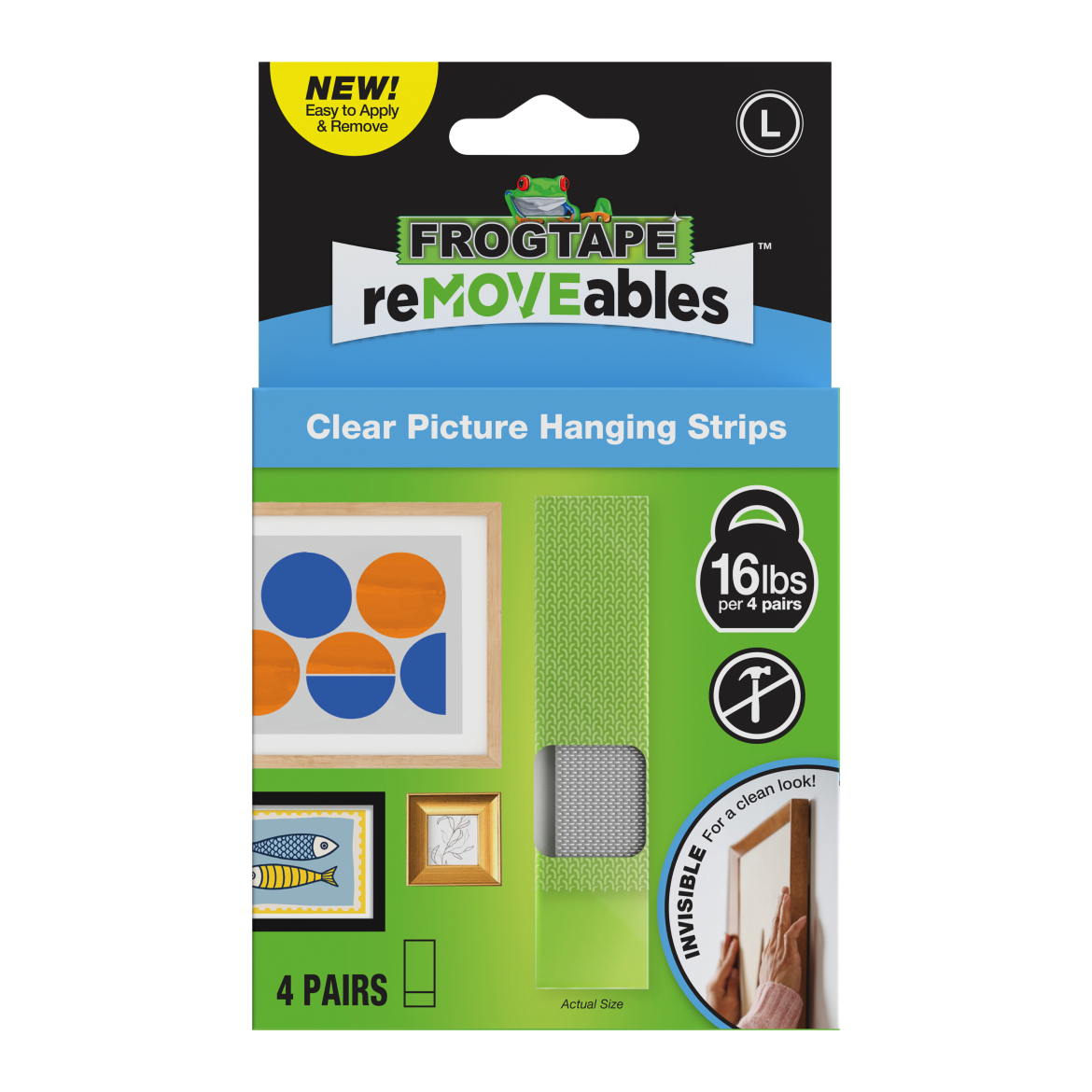 FrogTape reMOVEables™ Large Clear Picture Hanging Strips Primary Product Image