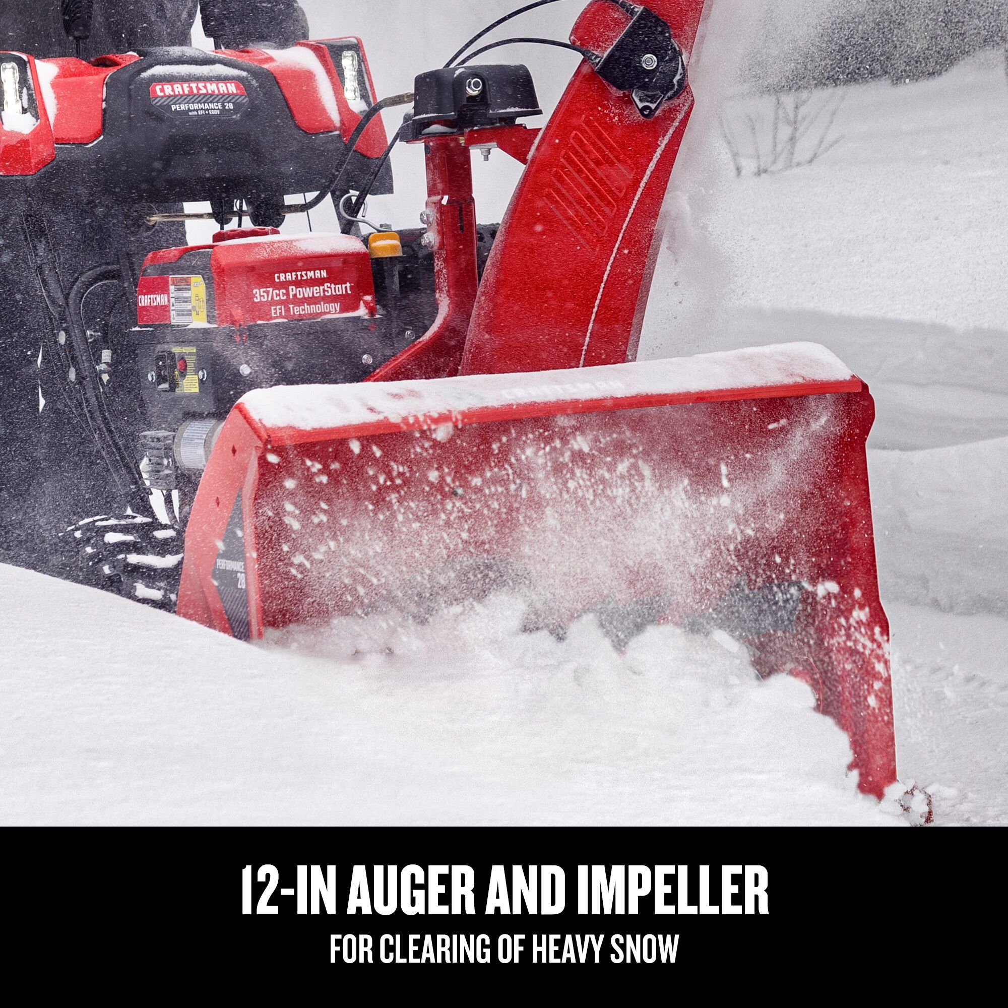 CRAFTSMAN 28-in. 357-cc Two-Stage Gas Snow Blower focused in on auger and impeller