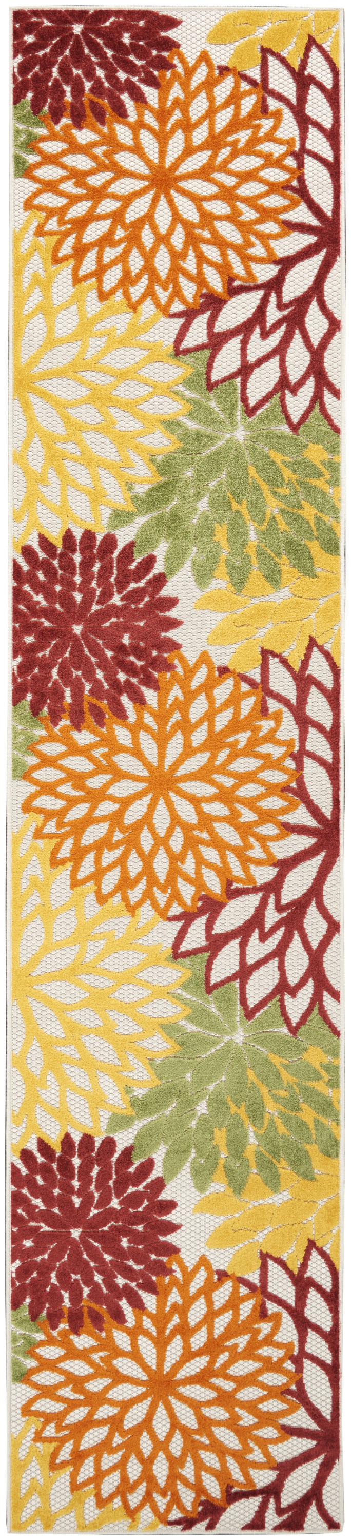 Nourison Aloha 2'3" x 12' Red Multicolor Tropical Rug