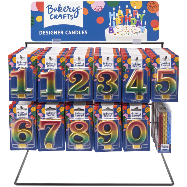 Metallic Numeral Assortment Candle Assortment (Rack Not Included)