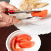 6-inch stainless steel one-piece scalloped tongs with red Kool-Touch® handle