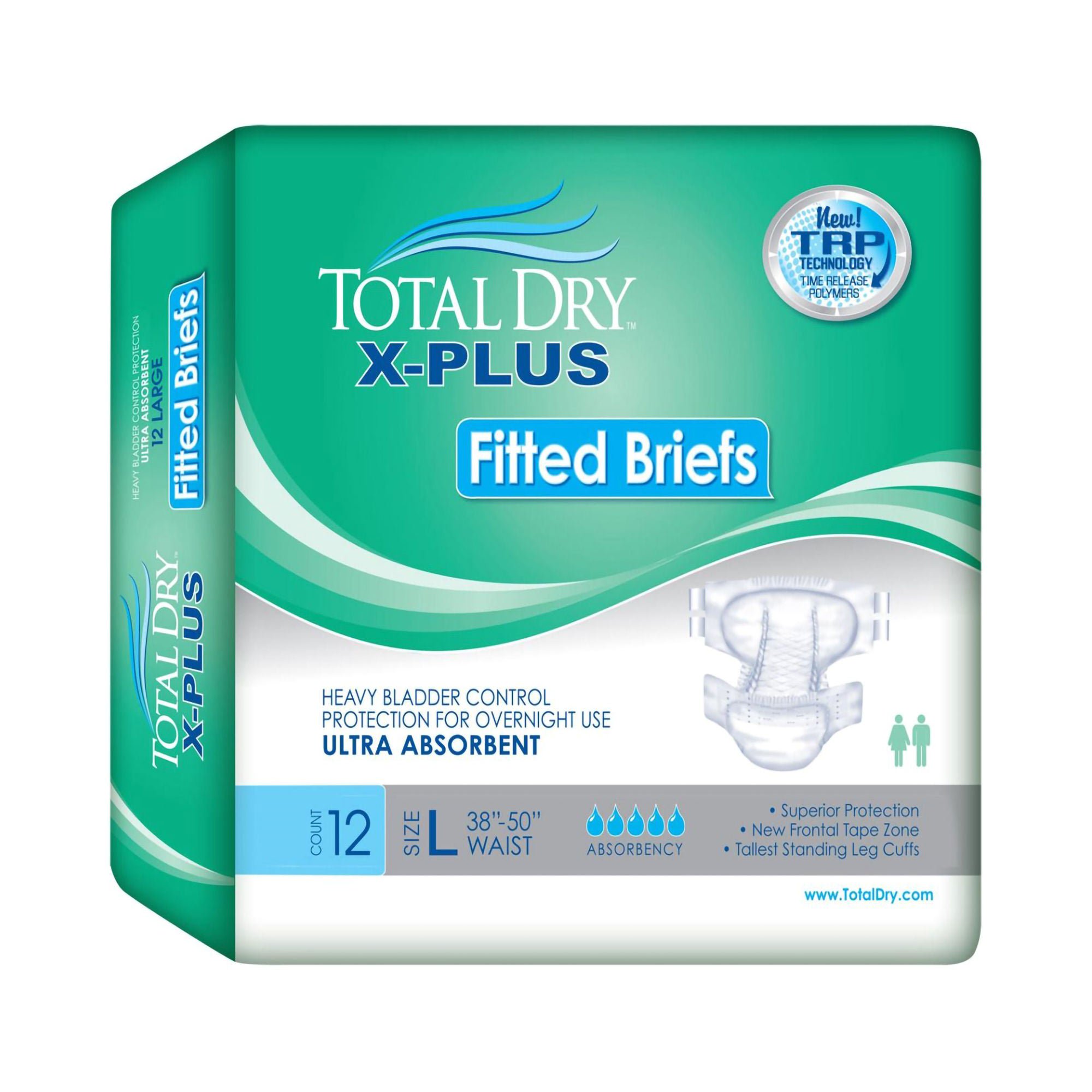 Total Dry™ X-Plus Ultra Absorbent Incontinence Brief, Medium
