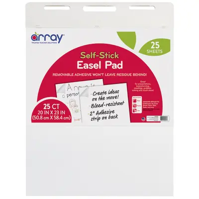 Array  Easel Pad, Self-Adhesive, White, Self-Adhesive,  20