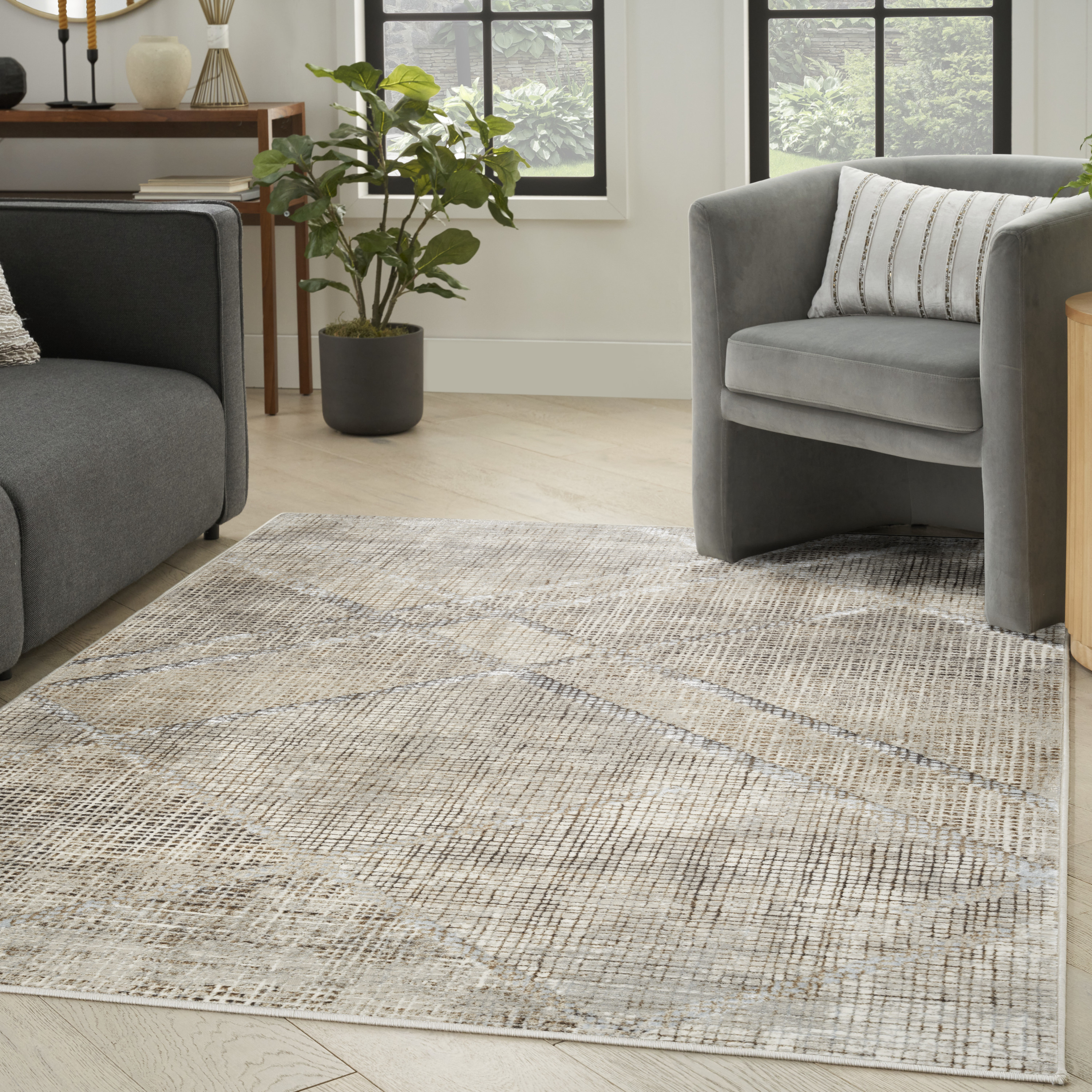Nourison Sparkle 5'3" x 7'3" Grey Modern Indoor Rug