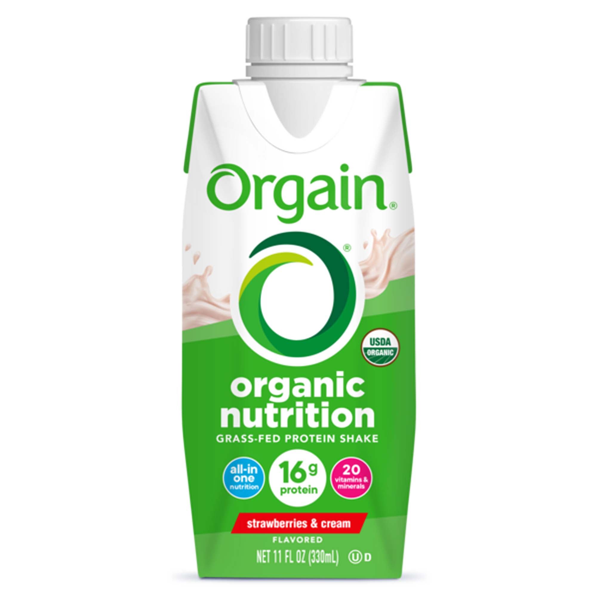 Nestle Healthcare Nutrition SHAKE, NUTRTN ORGANIC ORGAIN STRWBRY&CRM 3X4 330ML (12/CS)