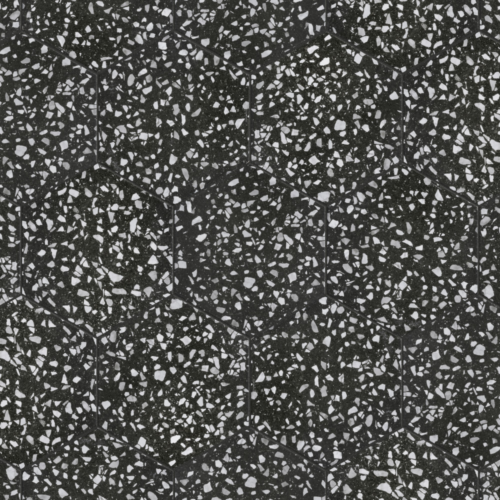 Venice Hex Black 8-5/8 in. x 9-7/8 in. Porcelain Floor and Wall Tile