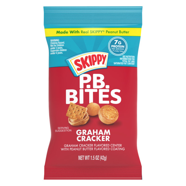 SKIPPY(r) P.B. Bites Graham Cracker, 1.5oz Pouch . C1N1 - Front No Plunge In Package (Hi Res)