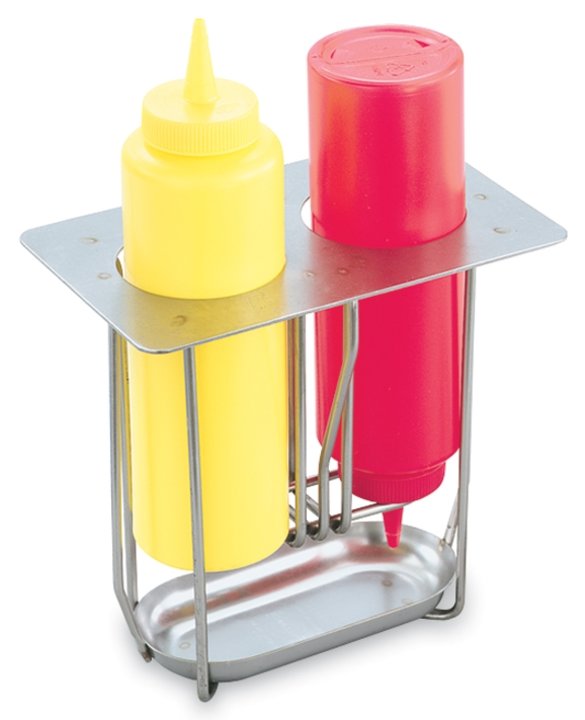 Stainless steel squeeze dispenser holder