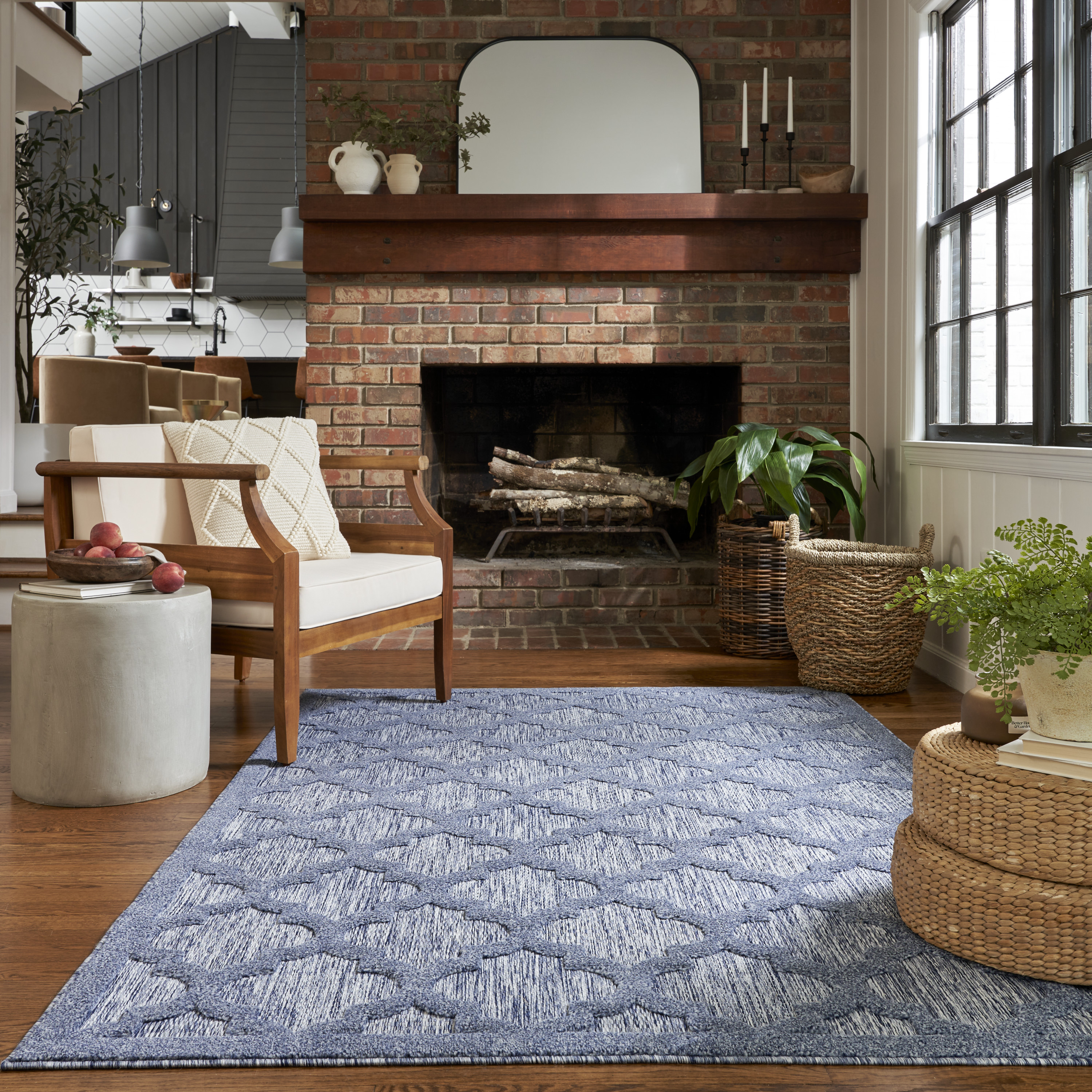 Nourison Easy Care 5' x 7' Denim Blue Modern Rug