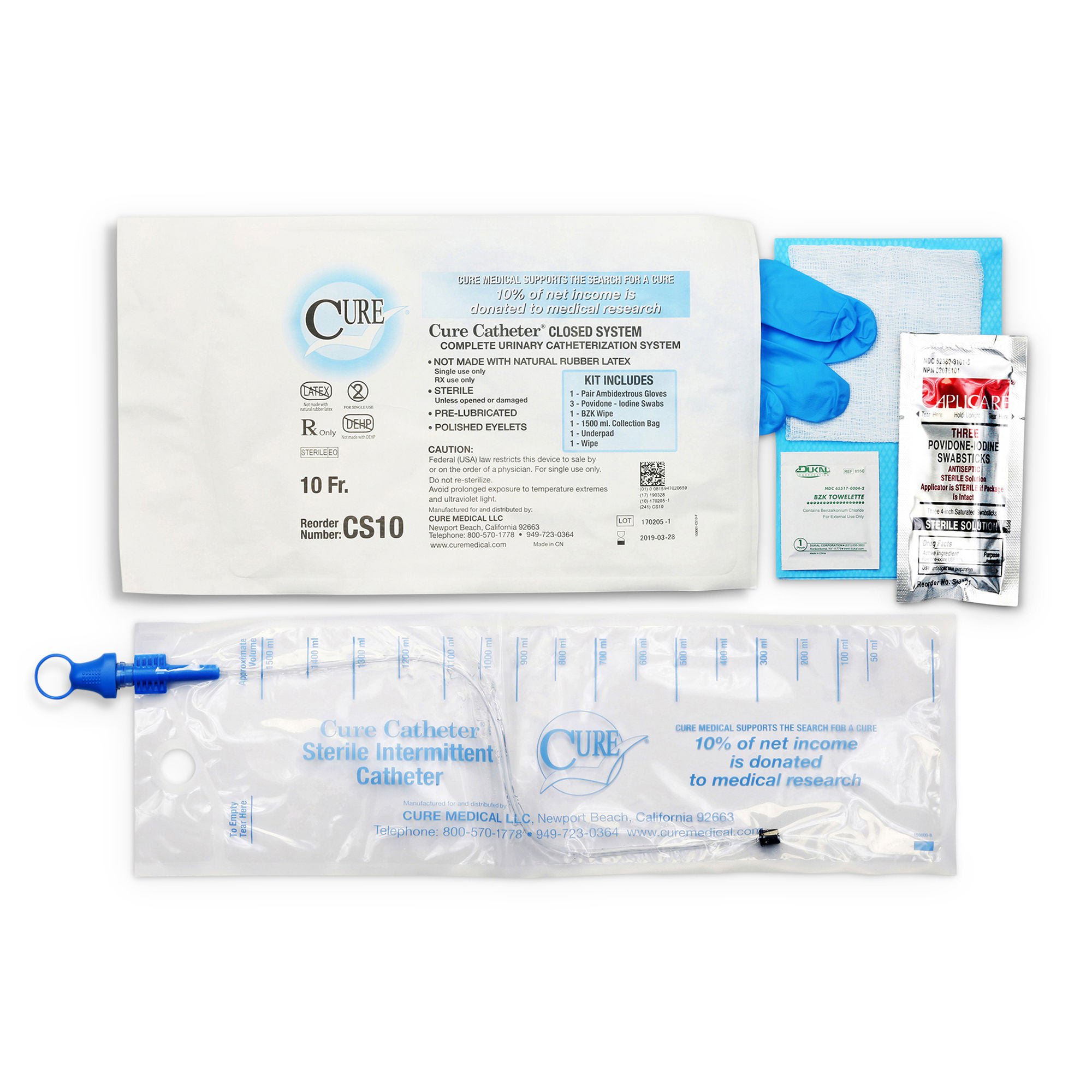 Cure Catheter™ Intermittent Catheter Kit, 10 Fr.