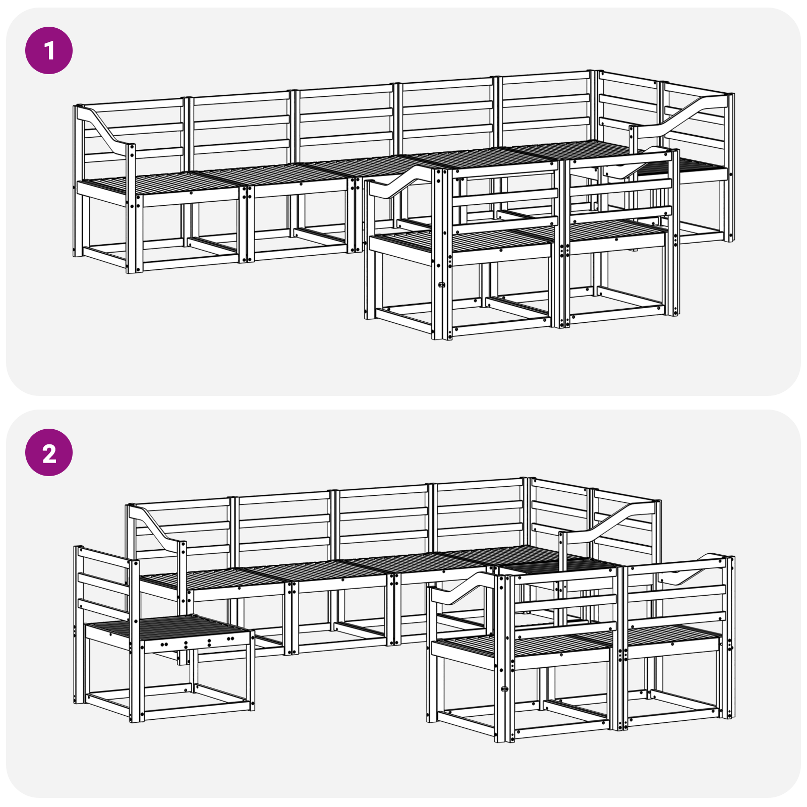 Buiten bankenset 8 pcs Wit Massief Acaciahout image 5