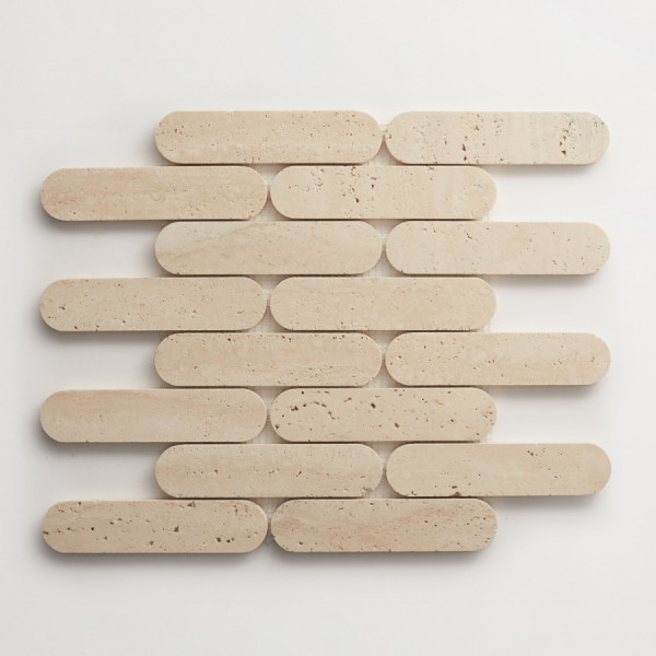 lapidary | oval petit mosaic sheet | beige travertine 